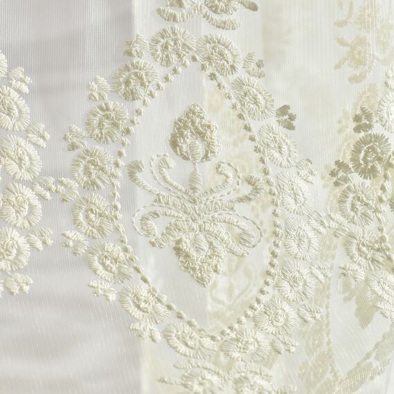Тюль сетка с вышивкой Акация V-02 крем, фото 7 Тюль сетка с вышивкой Акация V-02 крем, фото 7