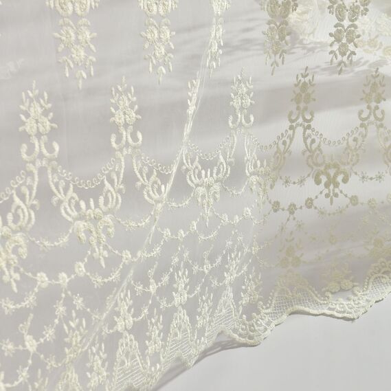 Тюль сетка с вышивкой Акация V-02 крем, фото 8 Тюль сетка с вышивкой Акация V-02 крем, фото 8
