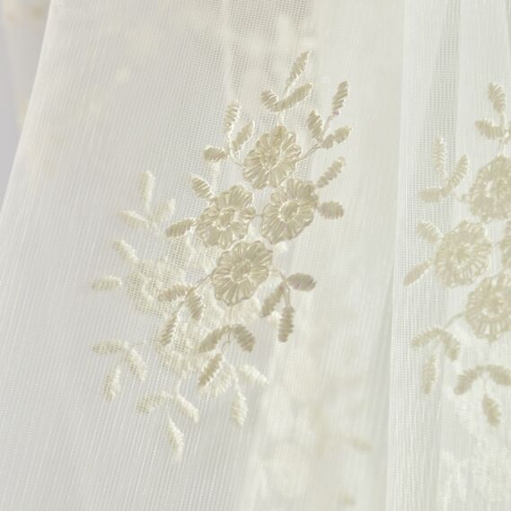 Тюль сетка с вышивкой Акация V-02 крем, фото 10 Тюль сетка с вышивкой Акация V-02 крем, фото 10