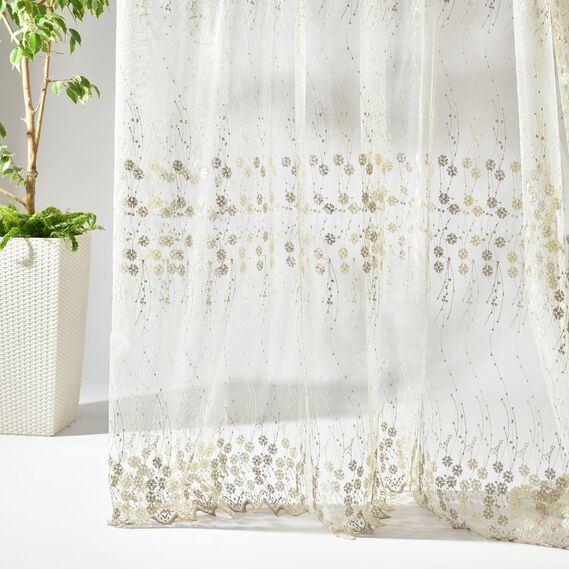 Тюль сітка з вишивкою Іванка V- tprk-vzn візон золото, фото 1 Тюль сітка з вишивкою Іванка V- tprk-vzn візон золото, фото 1