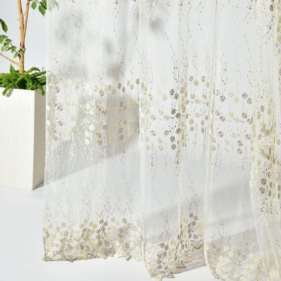 Тюль сітка з вишивкою Іванка V- tprk-vzn візон золото, фото 4 Тюль сітка з вишивкою Іванка V- tprk-vzn візон золото, фото 4