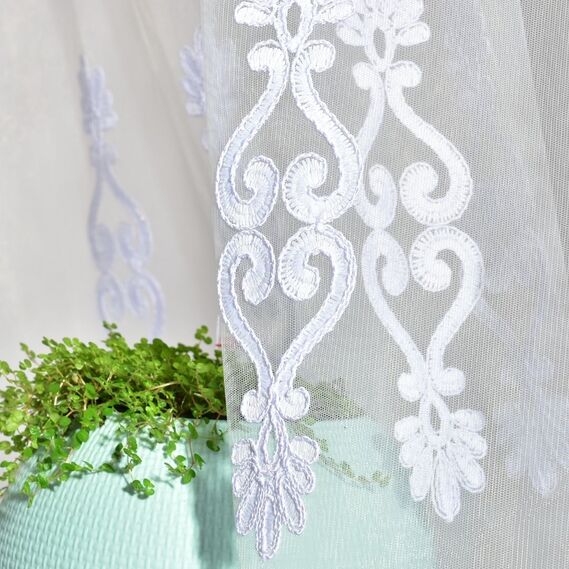 Тюль сетка с вышивкой Diva V-beyaz , фото 1 Тюль сетка с вышивкой Diva V-beyaz , фото 1