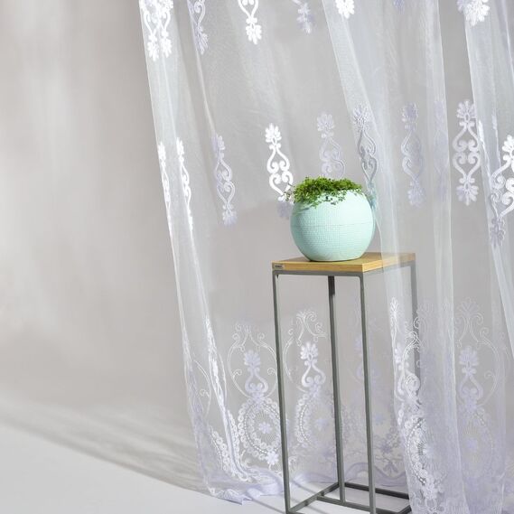 Тюль сетка с вышивкой Diva V-beyaz , фото 3 Тюль сетка с вышивкой Diva V-beyaz , фото 3