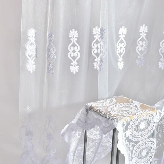 Тюль сетка с вышивкой Diva V-beyaz , фото 4 Тюль сетка с вышивкой Diva V-beyaz , фото 4