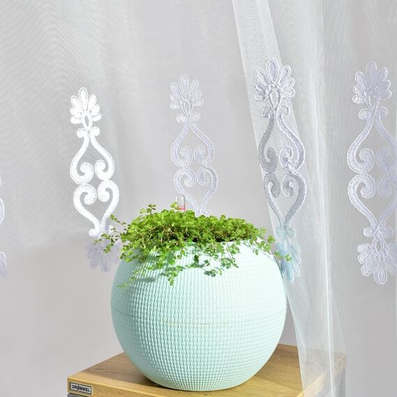 Тюль сетка с вышивкой Diva V-beyaz , фото 5 Тюль сетка с вышивкой Diva V-beyaz , фото 5