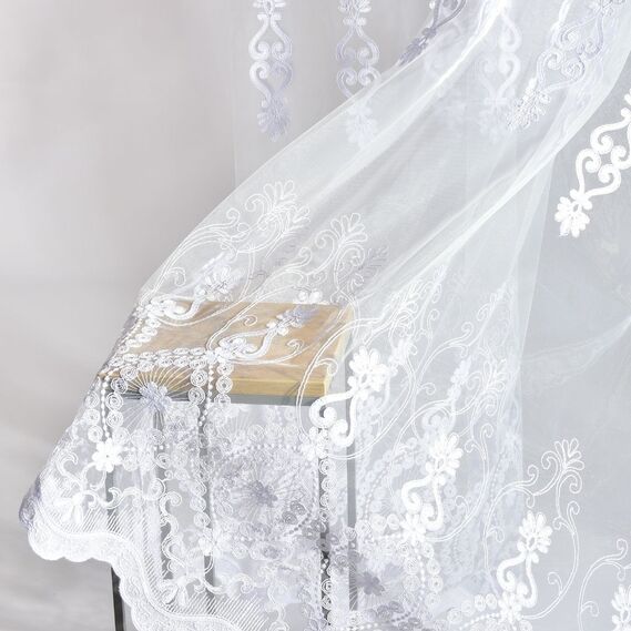 Тюль сетка с вышивкой Diva V-beyaz , фото 6 Тюль сетка с вышивкой Diva V-beyaz , фото 6