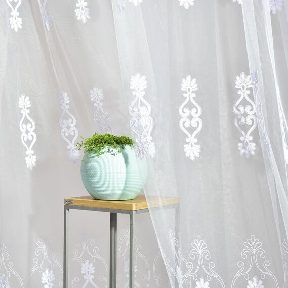 Тюль сетка с вышивкой Diva V-beyaz , фото 9 Тюль сетка с вышивкой Diva V-beyaz , фото 9