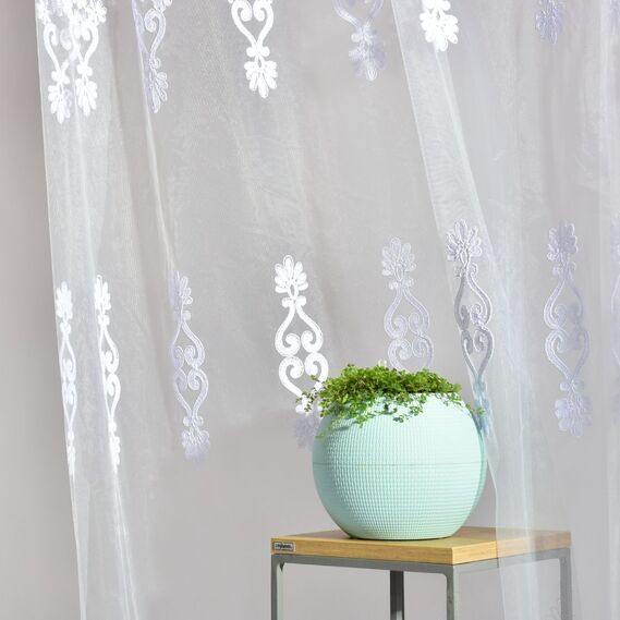 Тюль сетка с вышивкой Diva V-beyaz , фото 10 Тюль сетка с вышивкой Diva V-beyaz , фото 10