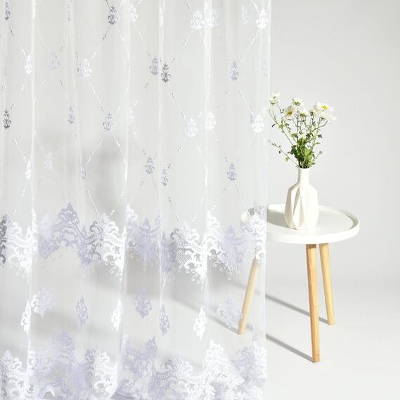 Тюль сітка з вишивкою Мадонна V-beyaz , фото 1 Тюль сітка з вишивкою Мадонна V-beyaz , фото 1