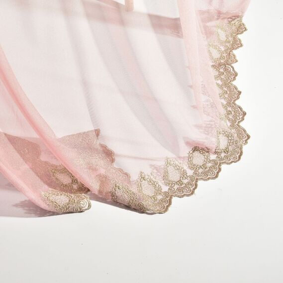 Тюль фатин с вышивкой Дюшес V-816 пудра, фото 3 Тюль фатин с вышивкой Дюшес V-816 пудра, фото 3