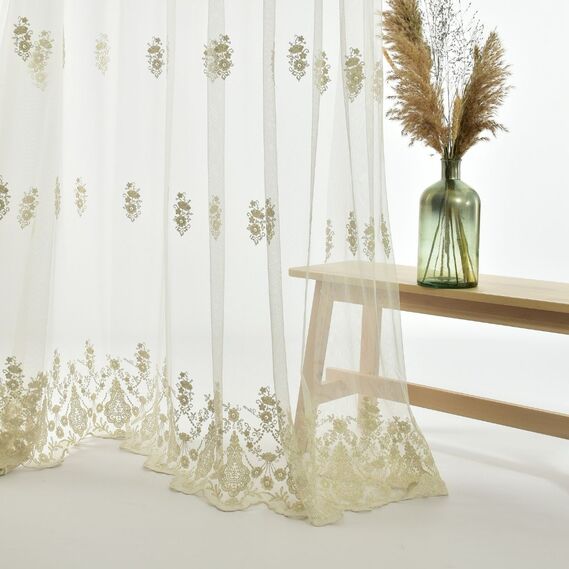 Тюль фатин с вышивкой Бейл V-03 крем, фото 3 Тюль фатин с вышивкой Бейл V-03 крем, фото 3