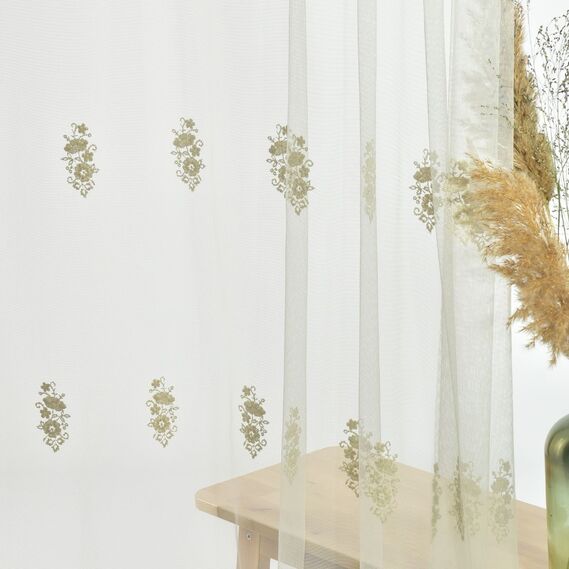 Тюль фатин с вышивкой Бейл V-03 крем, фото 4 Тюль фатин с вышивкой Бейл V-03 крем, фото 4