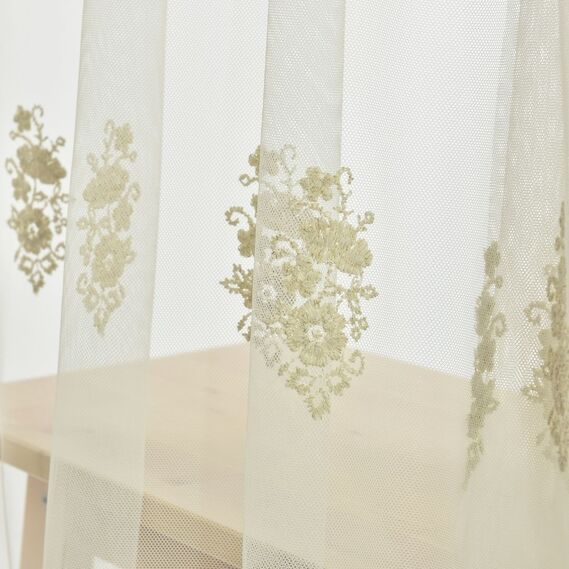 Тюль фатин с вышивкой Бейл V-03 крем, фото 5 Тюль фатин с вышивкой Бейл V-03 крем, фото 5