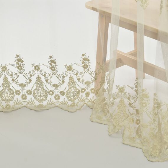 Тюль фатин с вышивкой Бейл V-03 крем, фото 7 Тюль фатин с вышивкой Бейл V-03 крем, фото 7