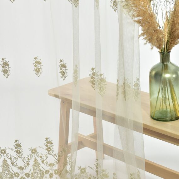 Тюль фатин с вышивкой Бейл V-03 крем, фото 8 Тюль фатин с вышивкой Бейл V-03 крем, фото 8