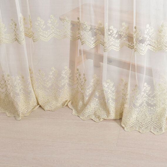 Тюль сетка с вышивкой Марфа V-золото, фото 2