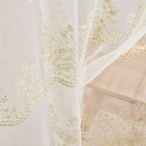 Тюль сетка с вышивкой Марфа V-золото, фото 6 Тюль сетка с вышивкой Марфа V-золото, фото 6