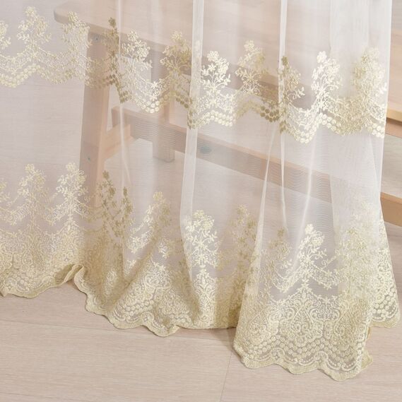 Тюль сетка с вышивкой Марфа V-золото, фото 7 Тюль сетка с вышивкой Марфа V-золото, фото 7