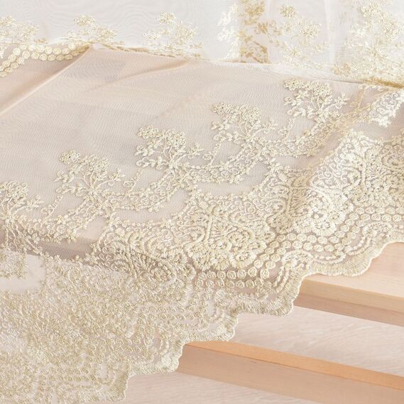 Тюль сетка с вышивкой Марфа V-золото, фото 8