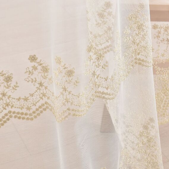 Тюль сетка с вышивкой Марфа V-золото, фото 9 Тюль сетка с вышивкой Марфа V-золото, фото 9