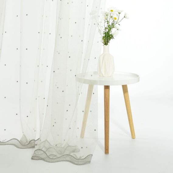 Ткань тюль фатин с вышивкой Nokta V-сіра, фото 1 Ткань тюль фатин с вышивкой Nokta V-сіра, фото 1