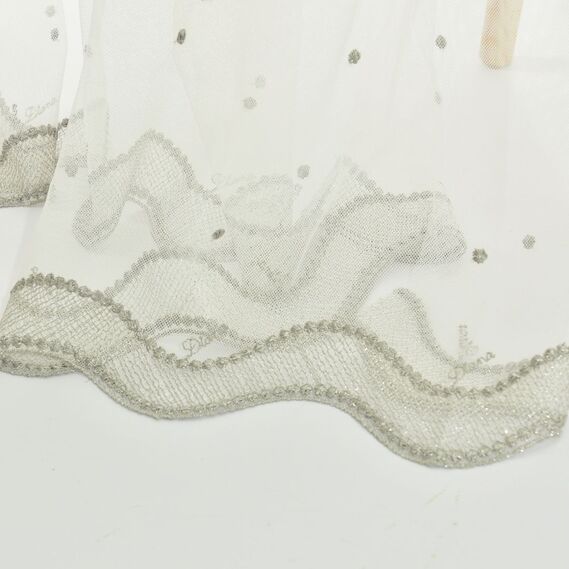 Ткань тюль фатин с вышивкой Nokta V-сіра, фото 2 Ткань тюль фатин с вышивкой Nokta V-сіра, фото 2