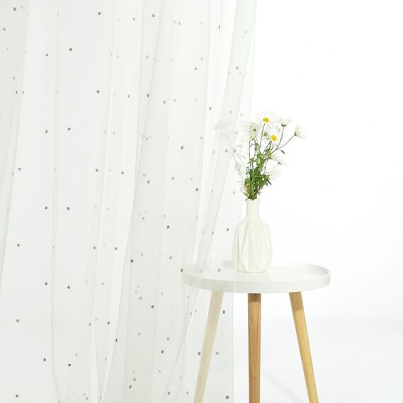 Ткань тюль фатин с вышивкой Nokta V-сіра, фото 8 Ткань тюль фатин с вышивкой Nokta V-сіра, фото 8