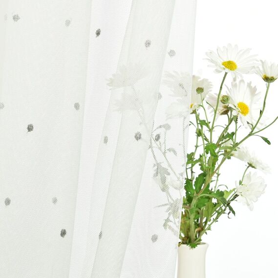 Ткань тюль фатин с вышивкой Nokta V-сіра, фото 10 Ткань тюль фатин с вышивкой Nokta V-сіра, фото 10