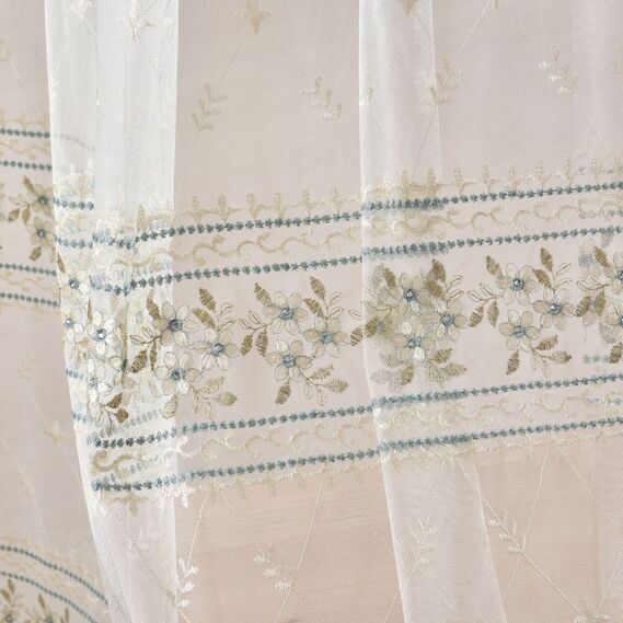 Тюль фатин с вышивкой Марсель V-3 бірюза, фото 2