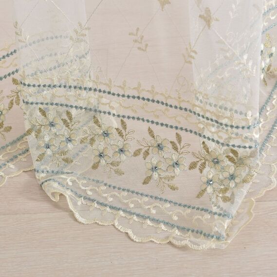 Тюль фатин с вышивкой Марсель V-3 бірюза, фото 5