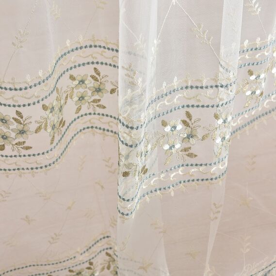 Тюль фатин с вышивкой Марсель V-3 бірюза, фото 6