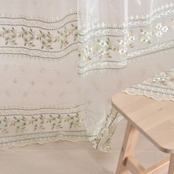 Тюль фатин с вышивкой Марсель V-3 бірюза, фото 7
