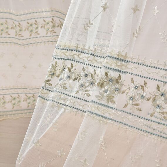 Тюль фатин с вышивкой Марсель V-3 бірюза, фото 9