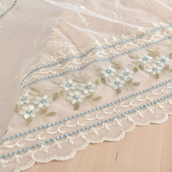 Тюль фатин с вышивкой Марсель V-3 бірюза, фото 10