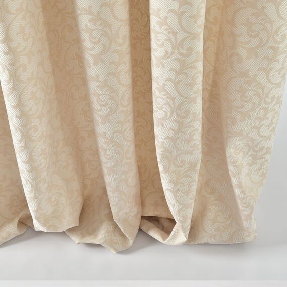 Тканина портьєрна жакардова Gate 01 вензель V-C4309 крем, фото 3