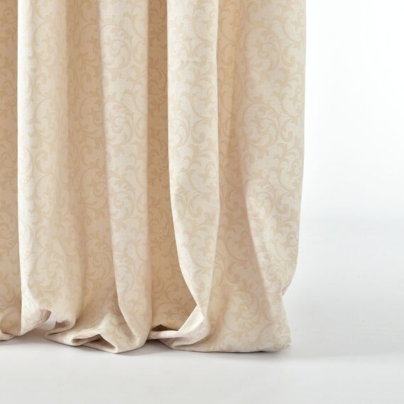 Тканина портьєрна жакардова Gate 01 вензель V-C4309 крем, фото 5