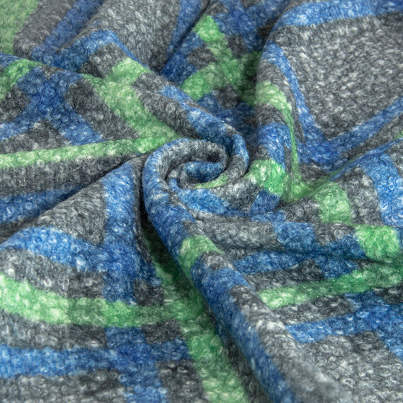 Coat fabric Boucle ромб синьо зелений, фото 1