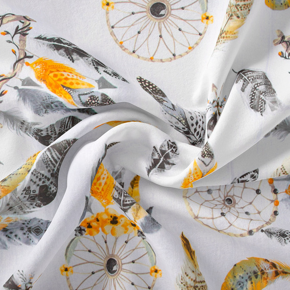 Calico fabric 2.4 Selonya V-24620/6 Ловець снів жовто сіра, фото 4