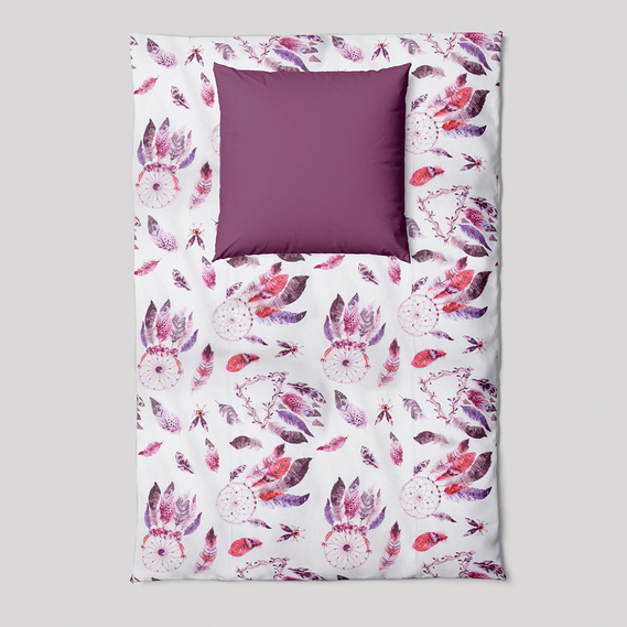 Тканина бязь ранфорс для постільної білизни 2,4 м V-24620/11 Ловець снів лілова, фото 3