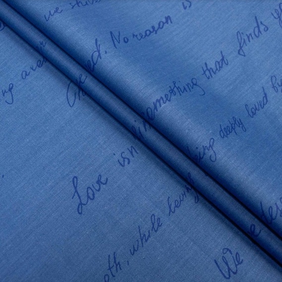 Тканина бавовна сатин для постільної білизни, натуральна тканина, постільна білизна 120 гр/м2 S-156В Пропис т/синій, фото 1