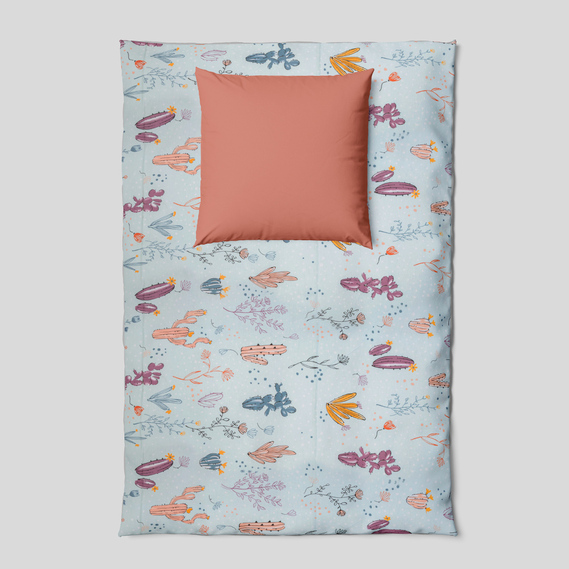 Тканина бязь ранфорс для постільної білизни 2,4 м V-М08020 Кактуси ментол, фото 3