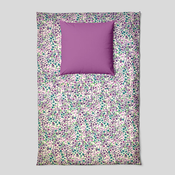 Тканина бязь ранфорс для постільної білизни 2,4 м V-М11040/3 Дрібноцвіт лілова, фото 3