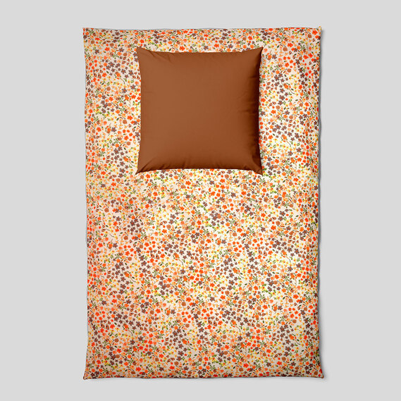 Тканина бязь ранфорс для постільної білизни 2,4 м V-М11040/2 Дрібноцвіт помаранч, фото 3