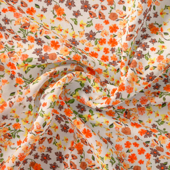 Тканина бязь ранфорс для постільної білизни 2,4 м V-М11040/2 Дрібноцвіт помаранч, фото 4