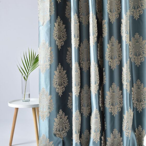 Тканина портьєрна жакардова Торонто  V-805 бірюза золото, фото 4