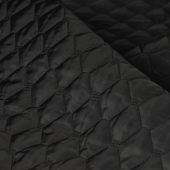 Тканина плащова прошита з утеплювачем соти чорний, фото 1