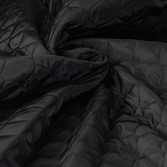 Тканина плащова прошита з утеплювачем соти чорний, фото 3