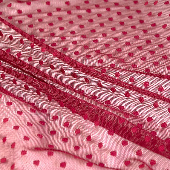 Ткань сетка Горох вишня , фото 1