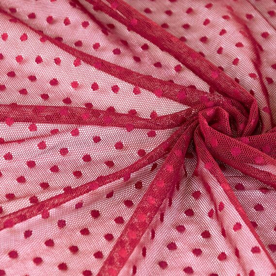 Ткань сетка Горох вишня , фото 2