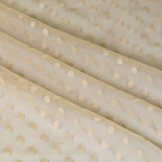 Тканина сітка Горошок беж, фото 1